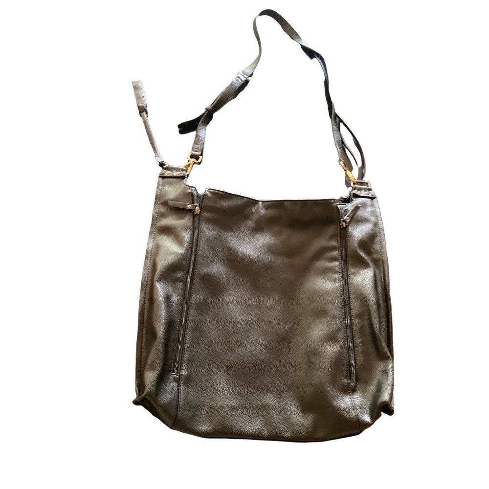 Black Joes Vegan leather Boho Shoulder Bag Side Zipper Detail